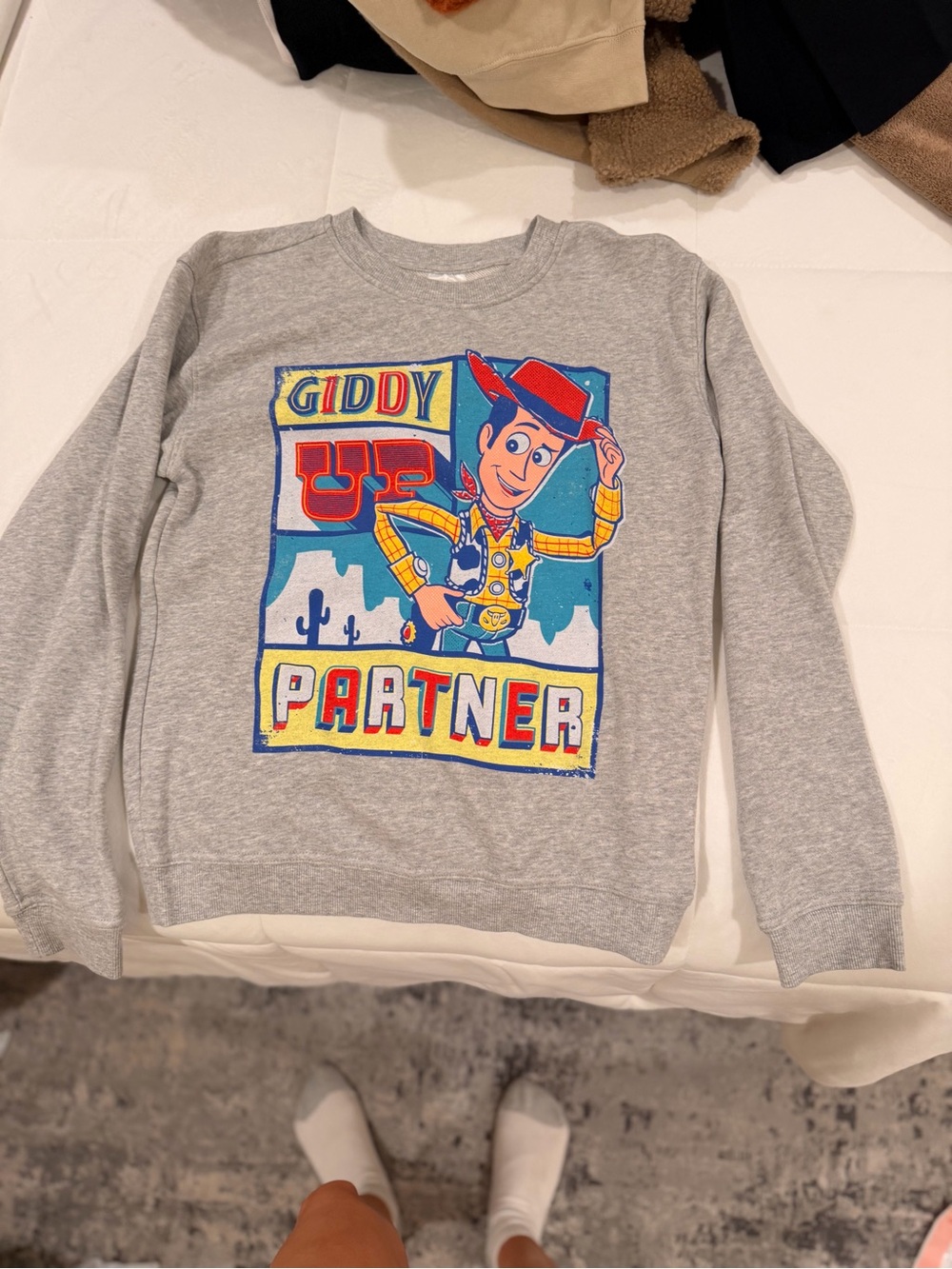 Disney Grey Woody 'Giddy Up Partner' Crewneck Sweatshirt